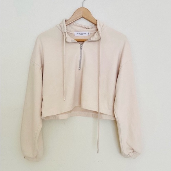 Zara Tops - Nectar Clothing Cream Front Zip Long Sleeve Sweatshirt SZ S